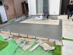 N様邸　ウッドデッキのベースコンクリート施工